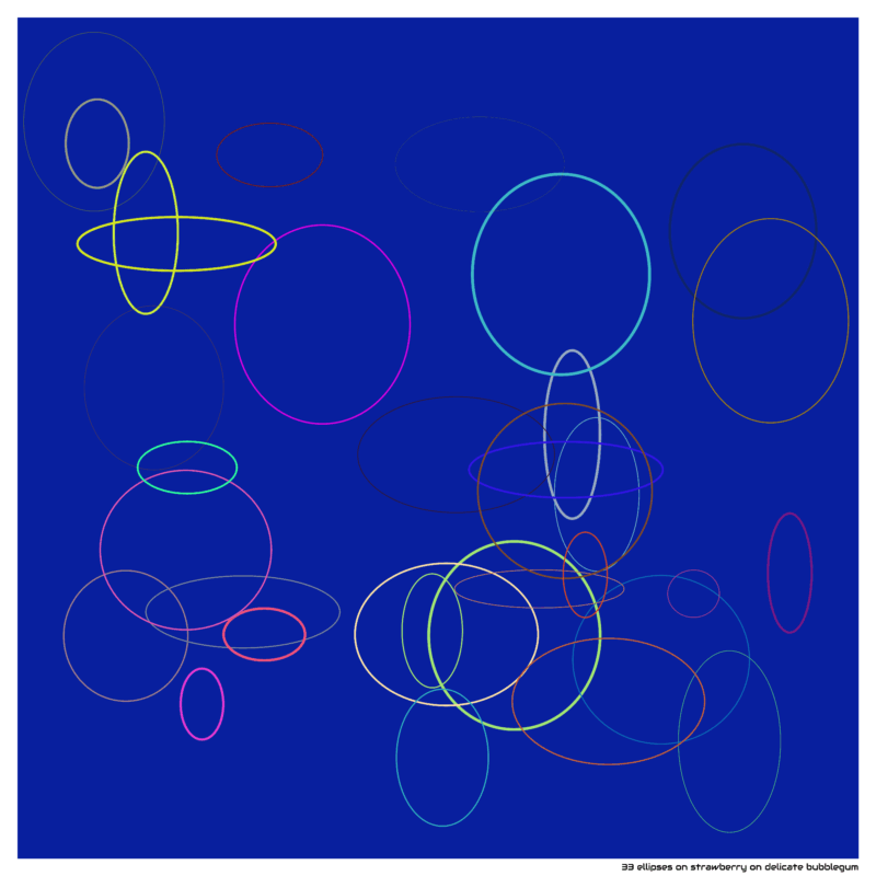 33 ellipses on strawberry on delicate bubblegum