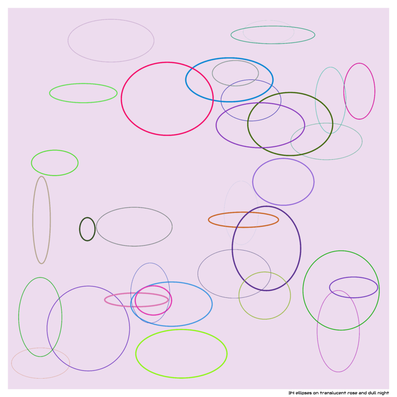 34 ellipses on translucent rose and dull night