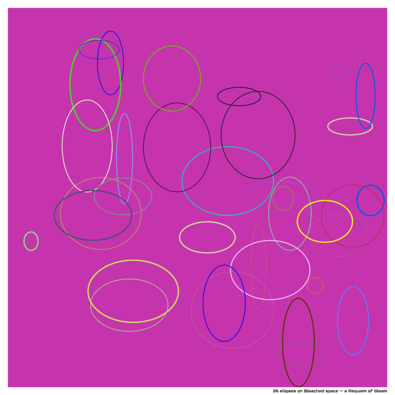 36 ellipses on Bleached space — a Requiem of Gleam