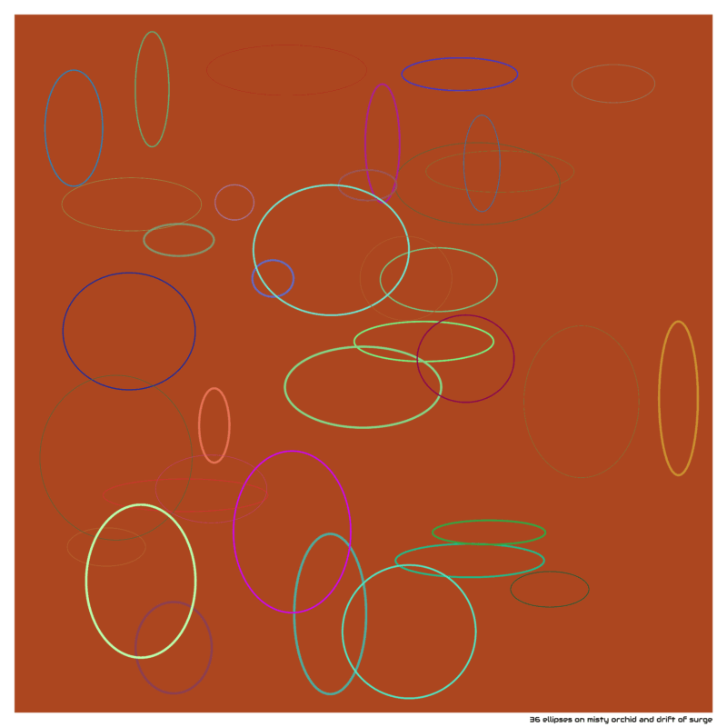 36 ellipses on misty orchid and drift of surge