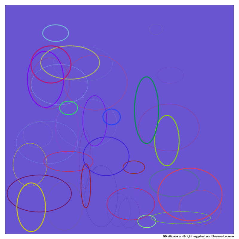 39 ellipses on Bright eggshell and Serene banana