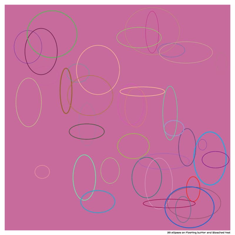 39 ellipses on Fleeting butter and Bleached teal