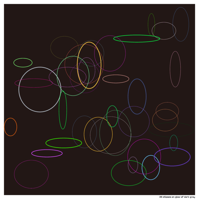 39 ellipses on glow of dark gray
