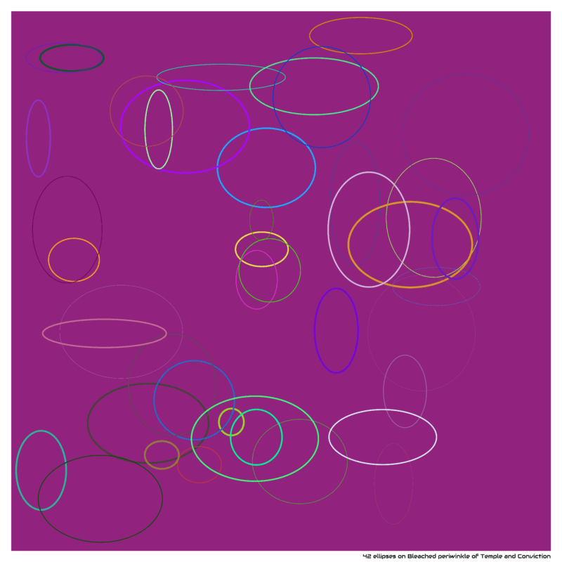 42 ellipses on Bleached periwinkle of Temple and Conviction
