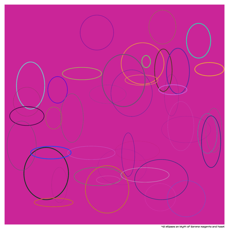 42 ellipses on Myth of Serene magenta and hazel