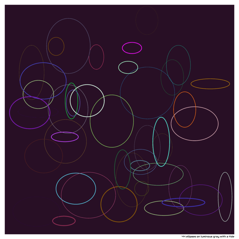 44 ellipses on luminous gray with a tide
