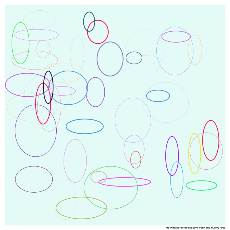 46 ellipses on opalescent rose and dusky rose
