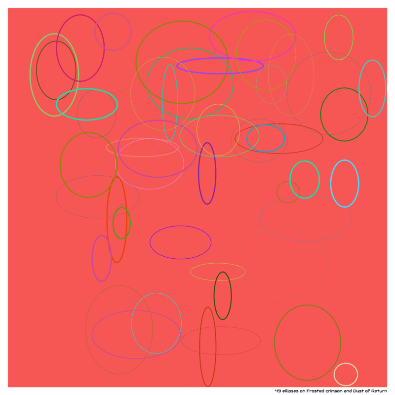 49 ellipses on Frosted crimson and Dust of Return
