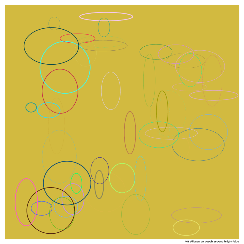 49 ellipses on peach around bright blue