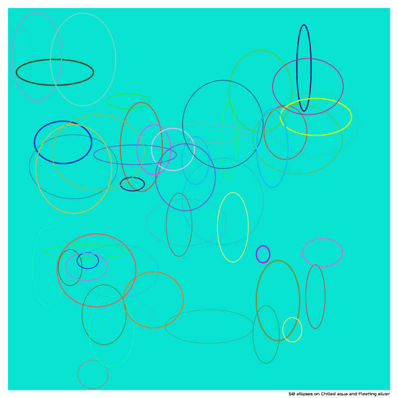 50 ellipses on Chilled aqua and Fleeting silver