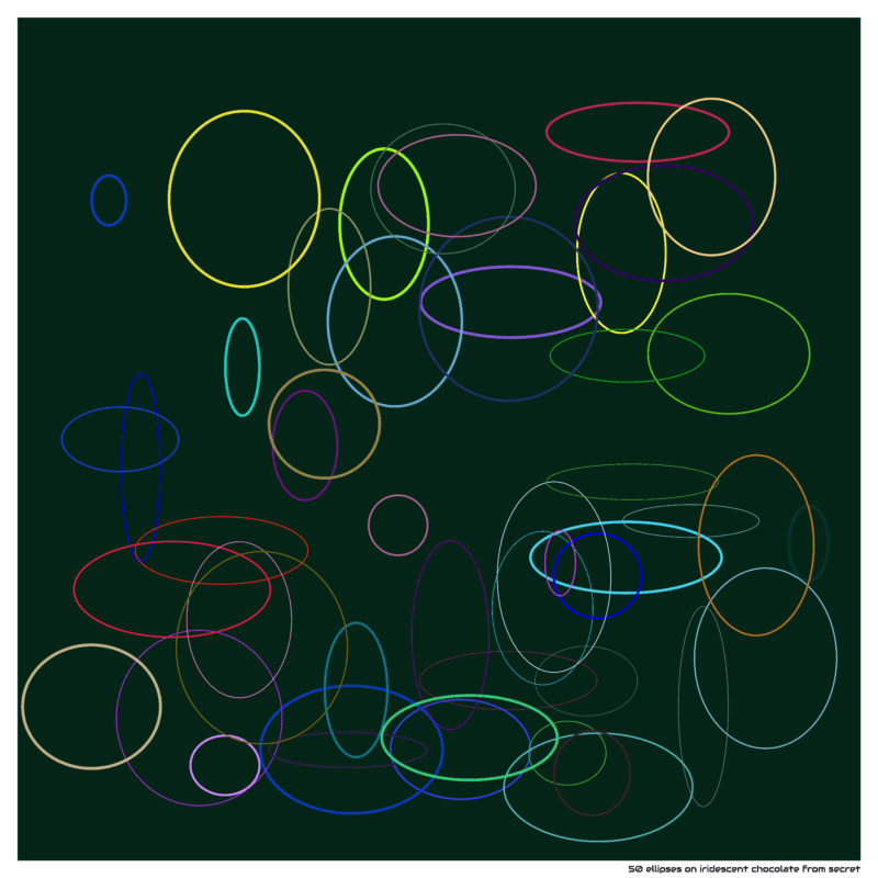 50 ellipses on iridescent chocolate from secret