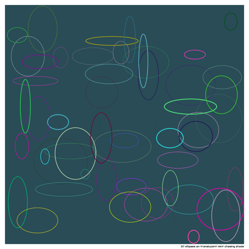 57 ellipses on translucent mint chasing shade