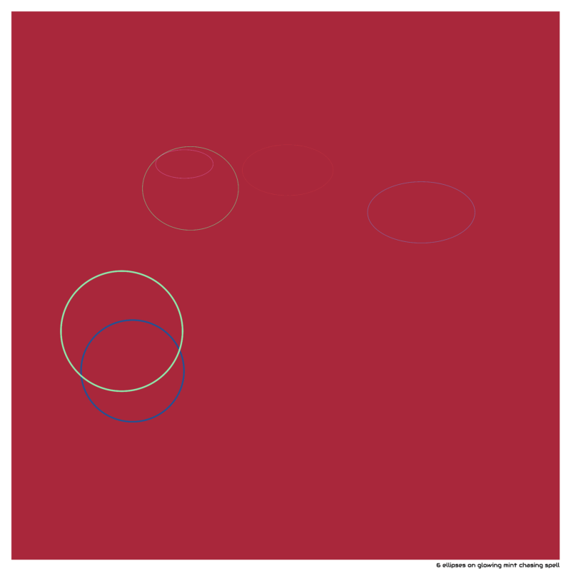 6 ellipses on glowing mint chasing spell