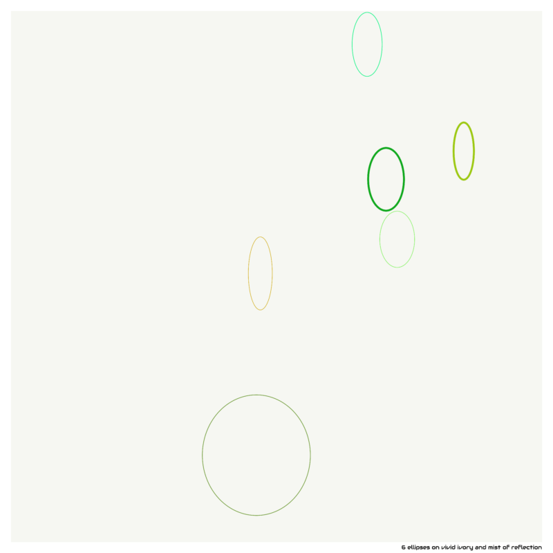 6 ellipses on vivid ivory and mist of reflection