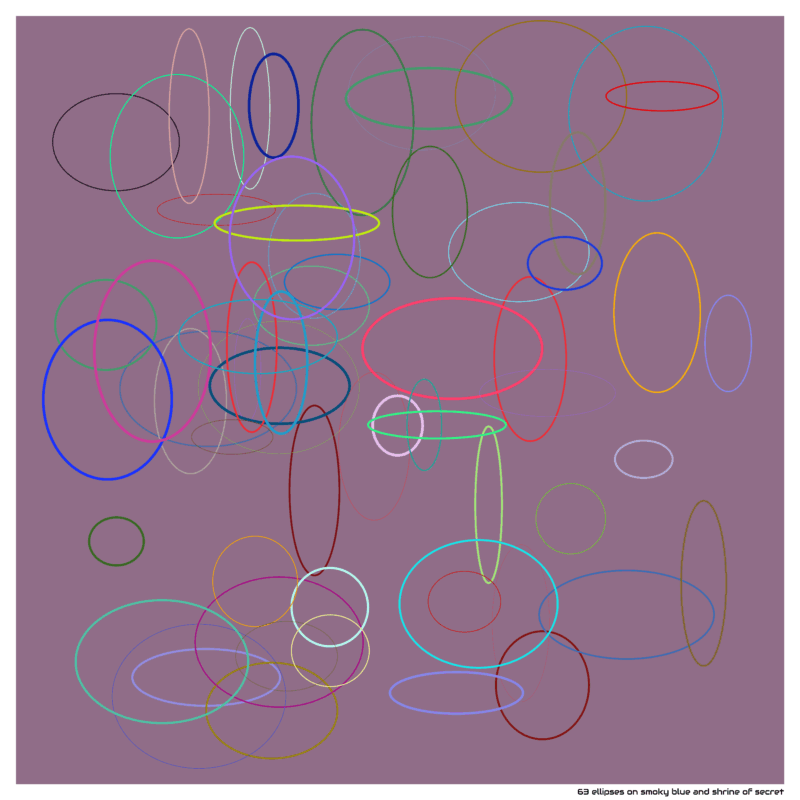 63 ellipses on smoky blue and shrine of secret