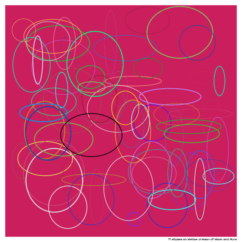 71 ellipses on Mellow crimson of Moon and Aura