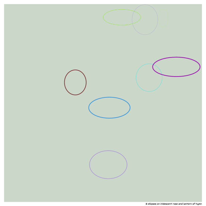 8 ellipses on iridescent rose and lantern of hymn