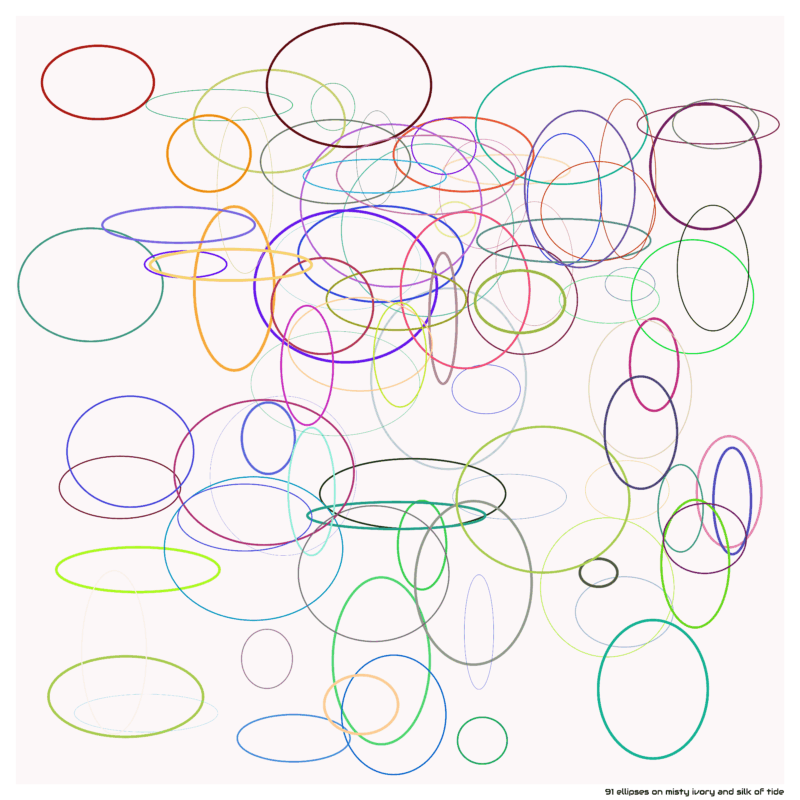 91 ellipses on misty ivory and silk of tide