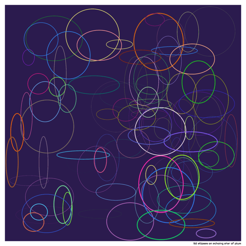 92 ellipses on echoing star of plum