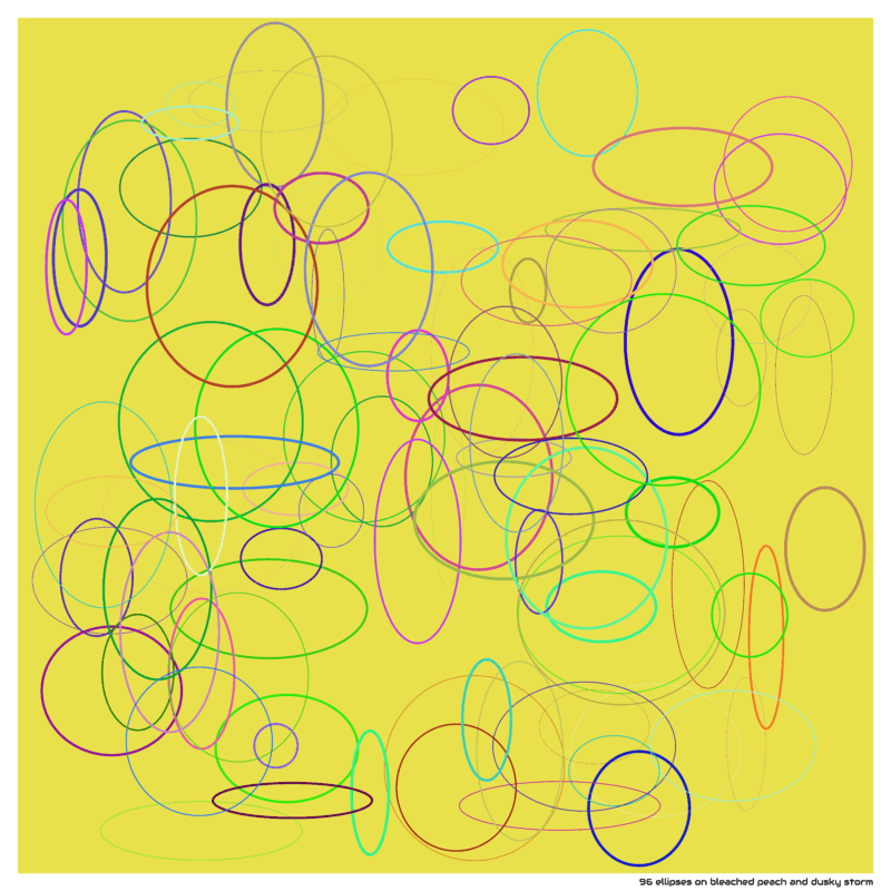 96 ellipses on bleached peach and dusky storm