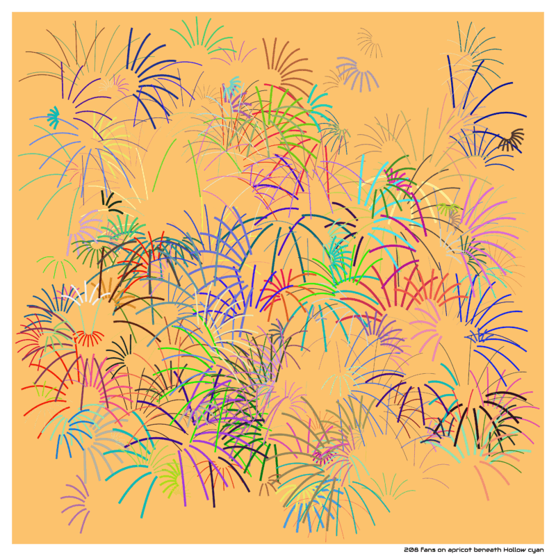 208 fans on apricot beneath Hollow cyan