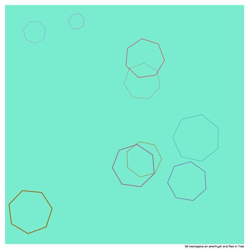 10 heptagons on amethyst and flax in Tide