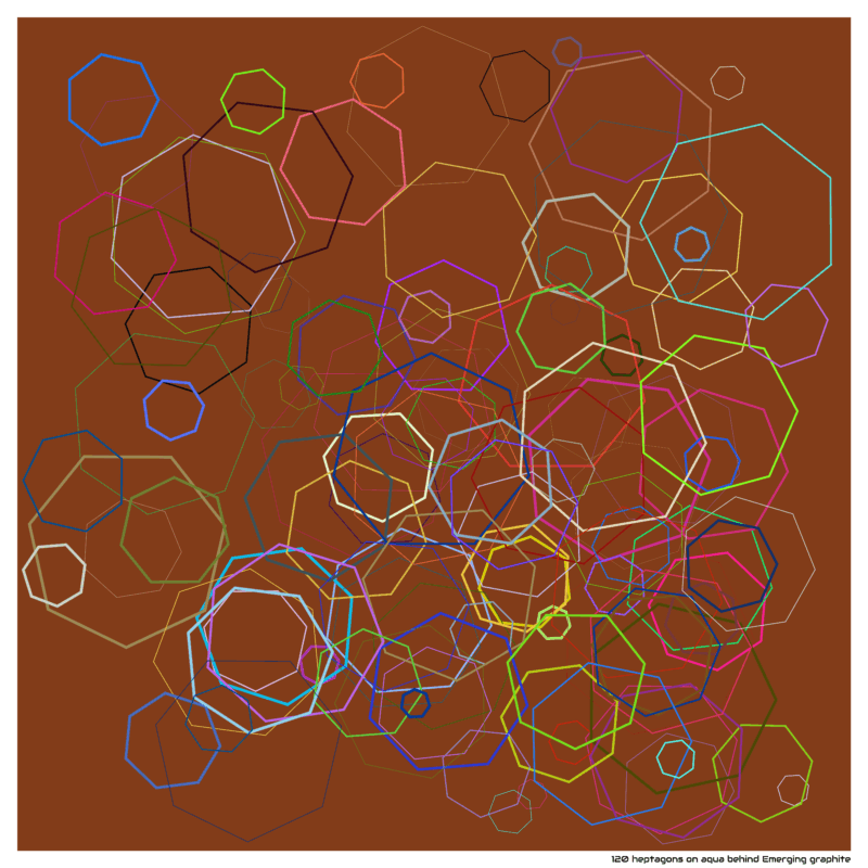 120 heptagons on aqua behind Emerging graphite