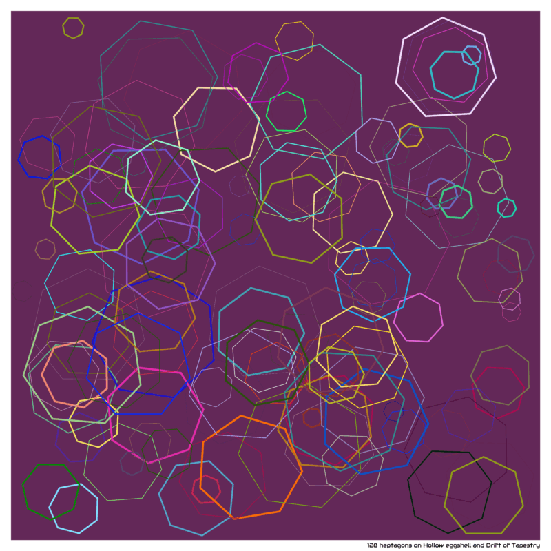 128 heptagons on Hollow eggshell and Drift of Tapestry