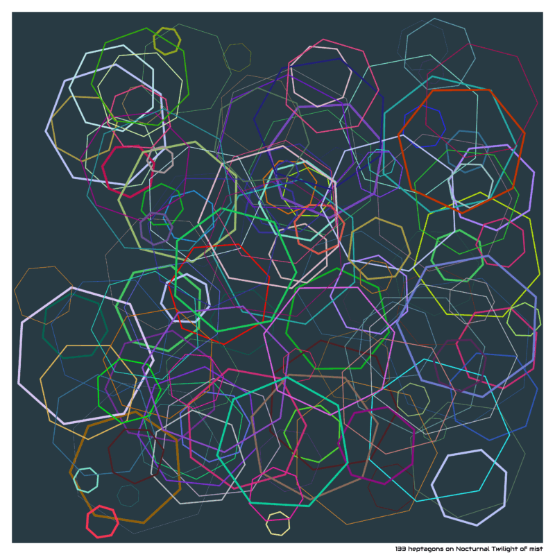 133 heptagons on Nocturnal Twilight of mist