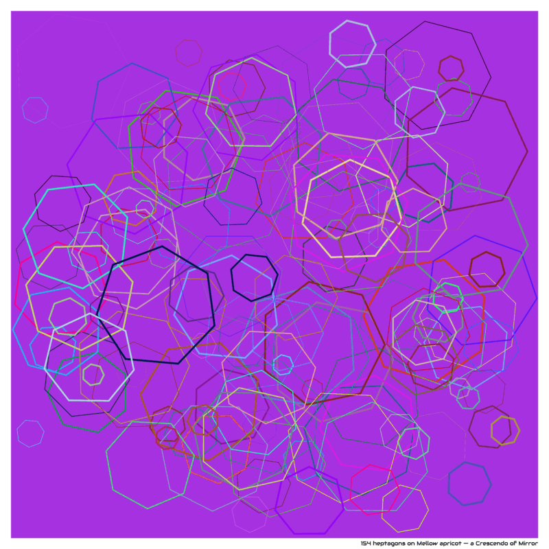 154 heptagons on Mellow apricot — a Crescendo of Mirror