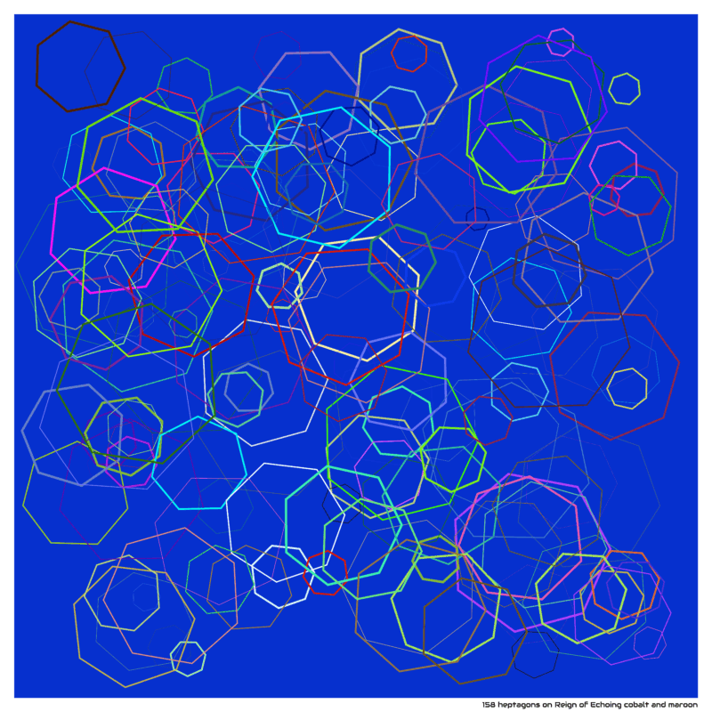 158 heptagons on Reign of Echoing cobalt and maroon