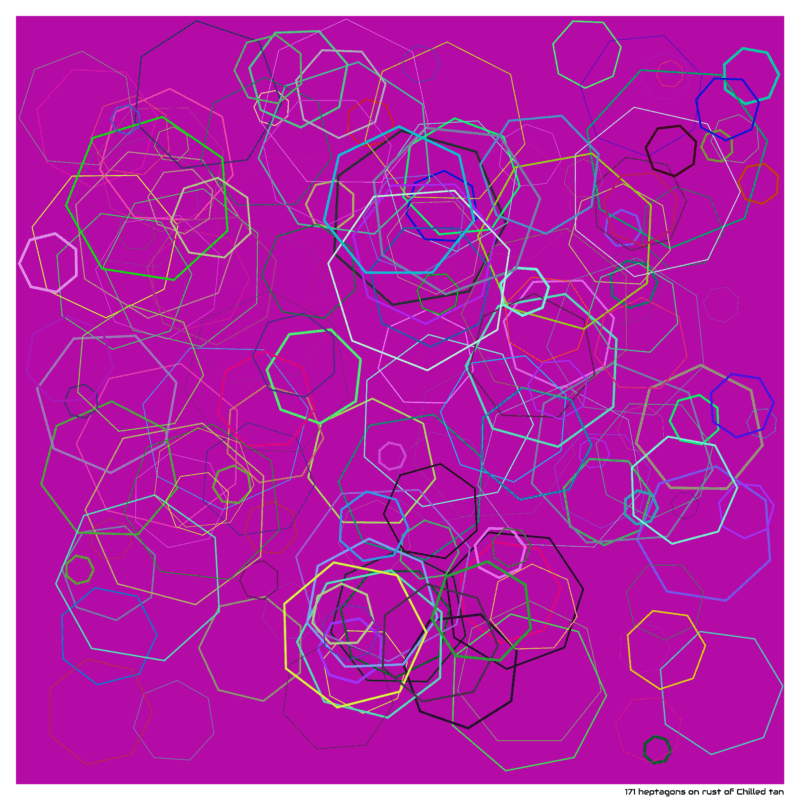 171 heptagons on rust of Chilled tan