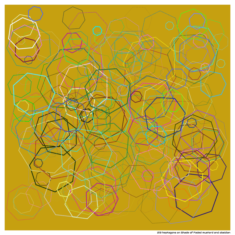 213 heptagons on Shade of Faded mustard and obsidian