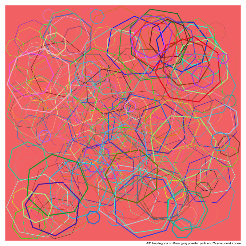 231 heptagons on Emerging powder pink and Translucent cocoa