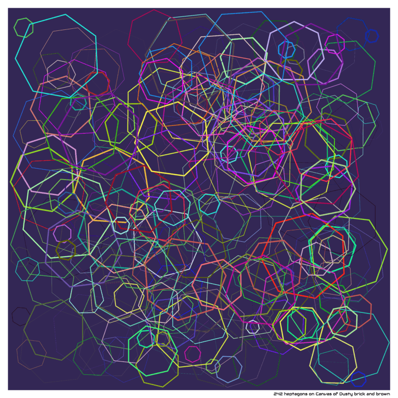 242 heptagons on Canvas of Dusty brick and brown