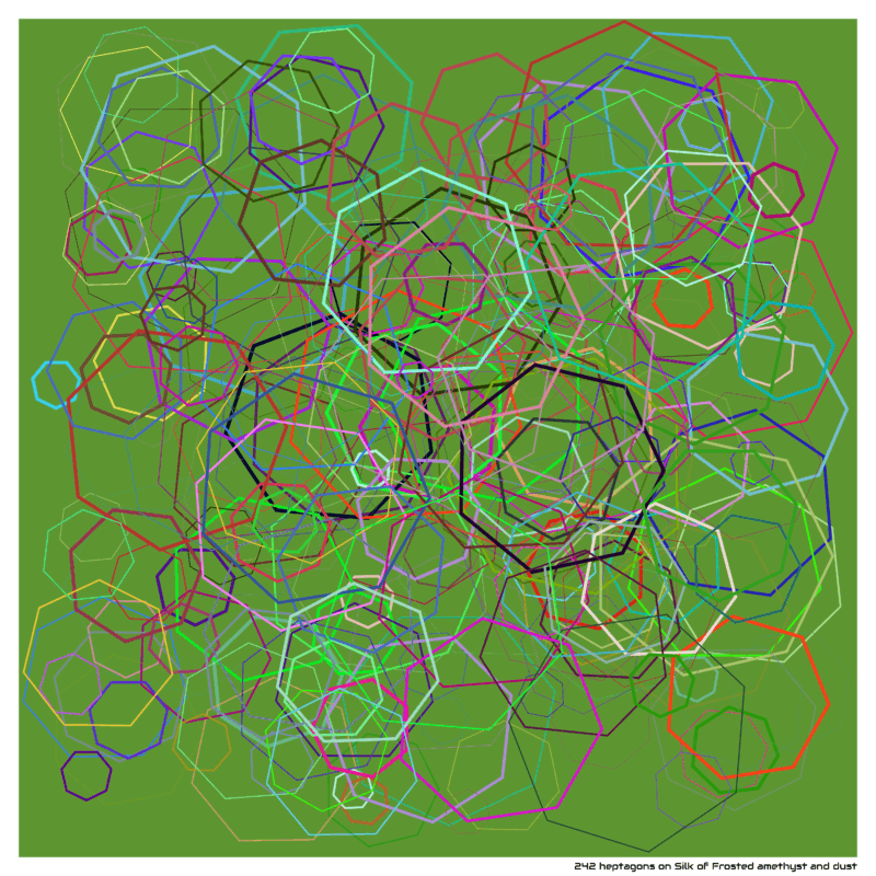 242 heptagons on Silk of Frosted amethyst and dust