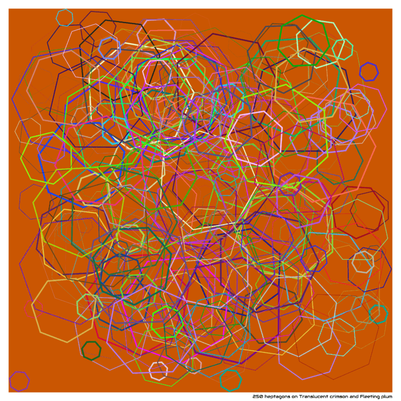 250 heptagons on Translucent crimson and Fleeting plum