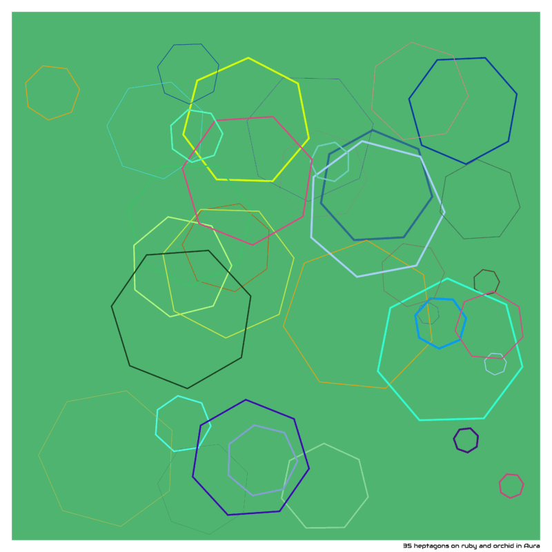 35 heptagons on ruby and orchid in Aura