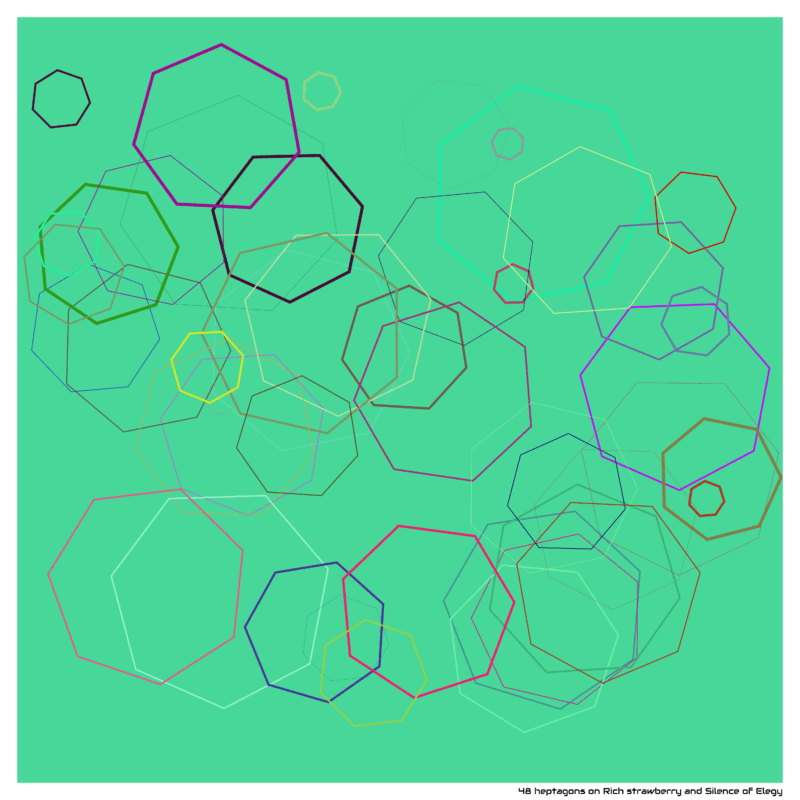 48 heptagons on Rich strawberry and Silence of Elegy
