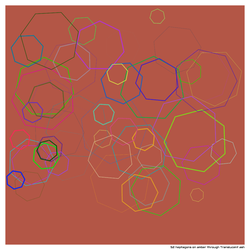 52 heptagons on amber through Translucent ash