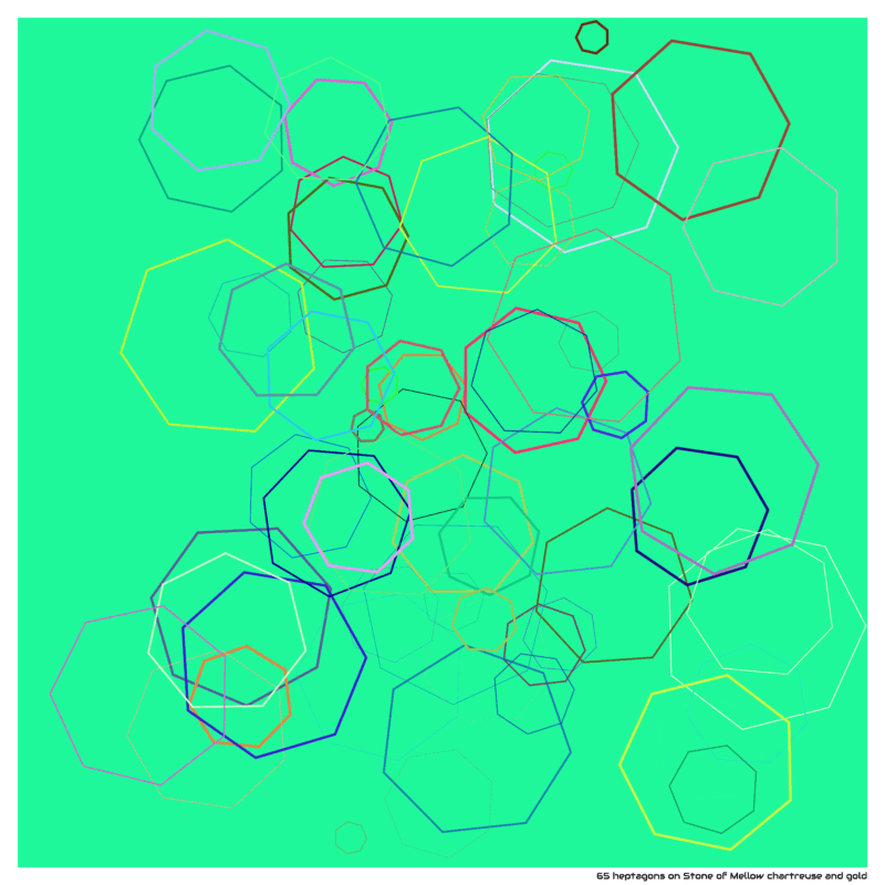 65 heptagons on Stone of Mellow chartreuse and gold