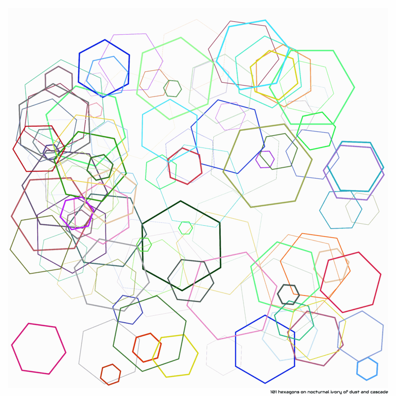101 hexagons on nocturnal ivory of dust and cascade