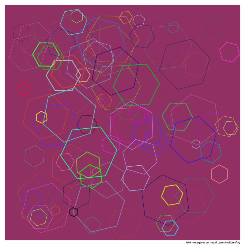 104 hexagons on hazel upon Hollow fog