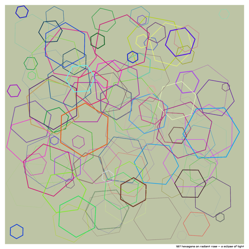 107 hexagons on radiant rose — a eclipse of light
