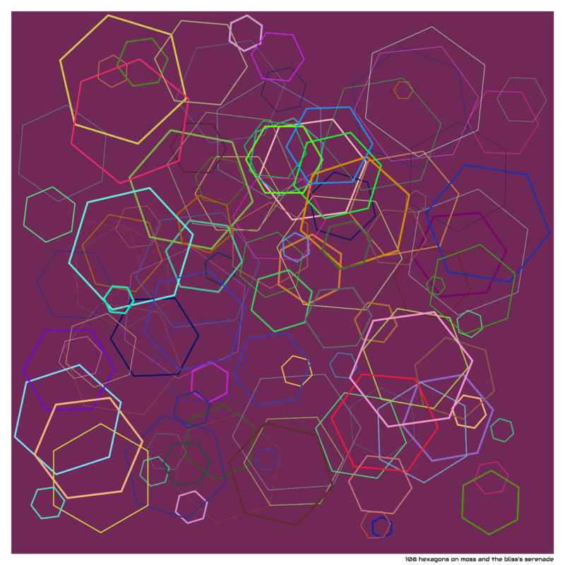 108 hexagons on moss and the bliss’s serenade