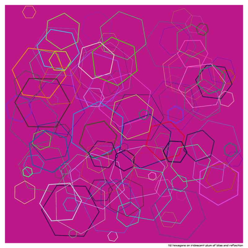 112 hexagons on iridescent plum of bliss and reflection