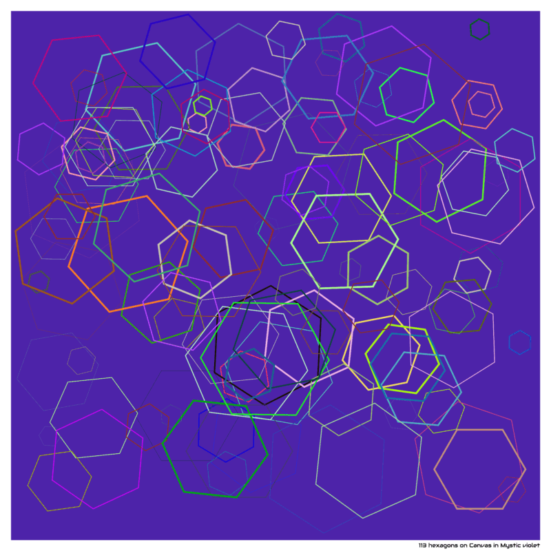 113 hexagons on Canvas in Mystic violet