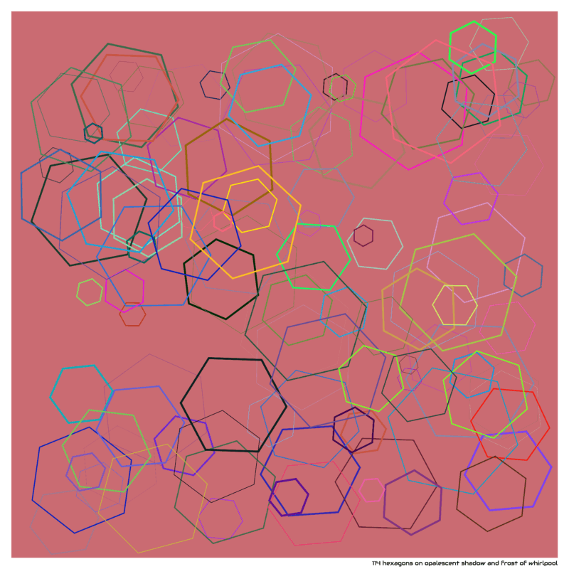 114 hexagons on opalescent shadow and frost of whirlpool