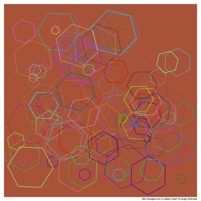 122 hexagons on a radiant dust through stillness