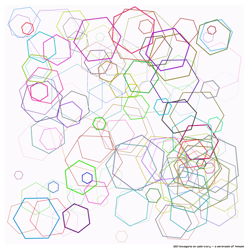 123 hexagons on pale ivory — a serenade of temple